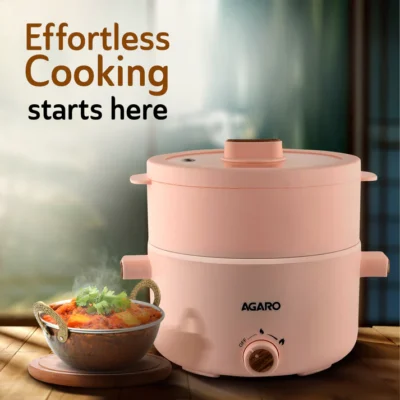 Primo Multi Function Pot 2L, Double Layered Body, Ceramic Coated Inner Pot, Variable Temperature Settings, Wide Mouth, Transparent Lid, Cooking, Boiling, Steaming, Egg, Vegetable - Image 6