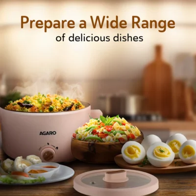 Primo Multi Function Pot 2L, Double Layered Body, Ceramic Coated Inner Pot, Variable Temperature Settings, Wide Mouth, Transparent Lid, Cooking, Boiling, Steaming, Egg, Vegetable - Image 2