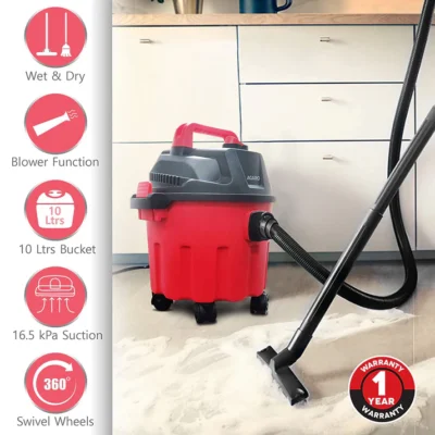 Rapid Vacuum Cleaner,1000W,Wet&Dry,for Home, Plastic Body,Red,10 Liter, Cartridge - Image 5