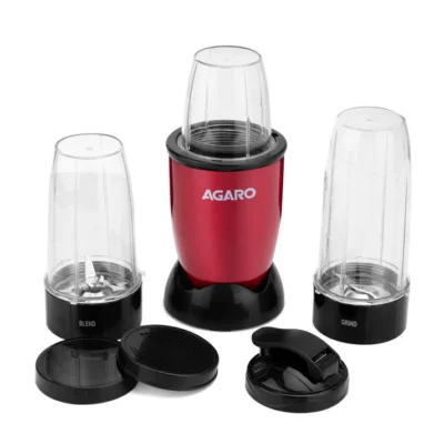 Regal 3 Jar Personal Blender, 400W, Serrated and Cross Blade with Detachable Base, Mixer/Grinder/Smoothie/Juice Maker, Red & Black