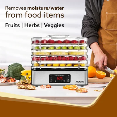 Regal Food Dehydrator, 5 Stackable Stainless Steel Trays, Digital Adjustable Timer & Temperature Control, Food Preserver Machine with Drying Capacity for Fruits, herbs, Veggies, Silver - Image 6
