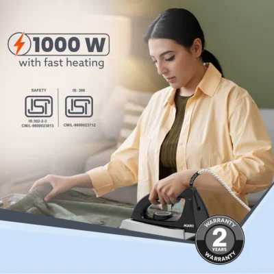 Regal Heavy Weight Electric Dry Iron, 1000W, Black - Image 2