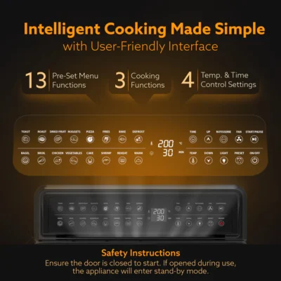 Regal Plus Air Fryer For Home, 23L, Rotisserie Convection Oven, Electric Oven, 1800W, 16 Preset Programs, Digital Display, Touch Control, Bake, Roast, Toast, Reheat, Defrost, Keep Warm, Black - Image 3