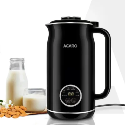 Regency Automatic Nut Milk Maker, Vegan Milk Machine, Make Vegan Milk From Nuts, Almonds, Soya, Oats etc, Boil Water, Juice, Cereals, Stainless Steel Body, 600ml, Black