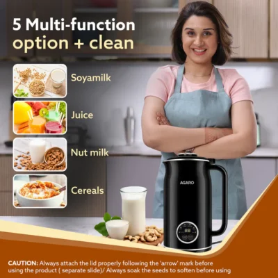 Regency Automatic Nut Milk Maker, Vegan Milk Machine, Make Vegan Milk From Nuts, Almonds, Soya, Oats etc, Boil Water, Juice, Cereals, Stainless Steel Body, 600ml, Black - Image 6