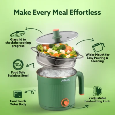 Regency Multi Cook Kettle With Steamer - 1.2 Litres - Sea Green - Image 4