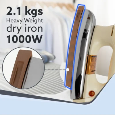 Regency Triple Layered Heavy Weight Electric Dry Iron, 1000W, Non- Stick Coated Heavy Sole Plate, Fast Heating, Removes Wrinkle, Creases - Image 6