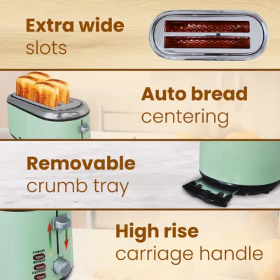 Royal 4 Slice Stainless Steel Pop Up Toaster-1450W - Image 4