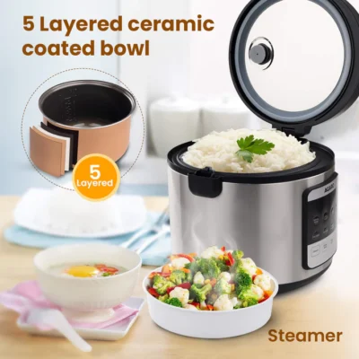 Royal Electric Rice Cooker - 5L - Silver - Image 4