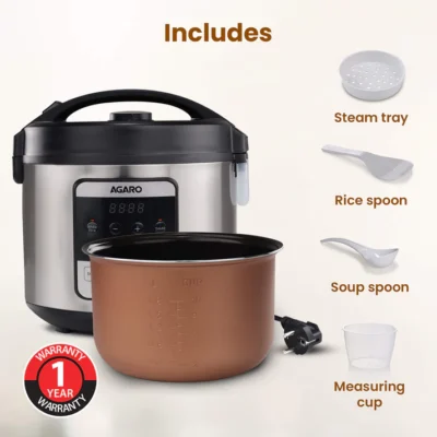 Royal Electric Rice Cooker - 5L - Silver - Image 2