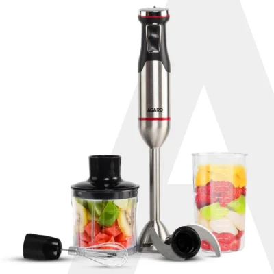 Royal Hand Blender & Chopper, 1500W Copper Motor, 2 Modes & 20 adjustable Speed, Chopping, Mixing, Puree, Stainless Steel Blades(Black)