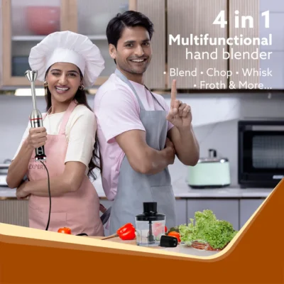 Royal Hand Blender & Chopper, 1500W Copper Motor, 2 Modes & 20 adjustable Speed, Chopping, Mixing, Puree, Stainless Steel Blades(Black) - Image 6
