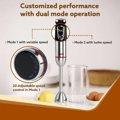 Royal Hand Blender & Chopper, 1500W Copper Motor, 2 Modes & 20 adjustable Speed, Chopping, Mixing, Puree, Stainless Steel Blades(Black) - Image 4