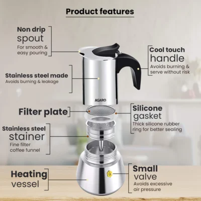 Royal Moka Pot - 200 ML - Black - Image 4