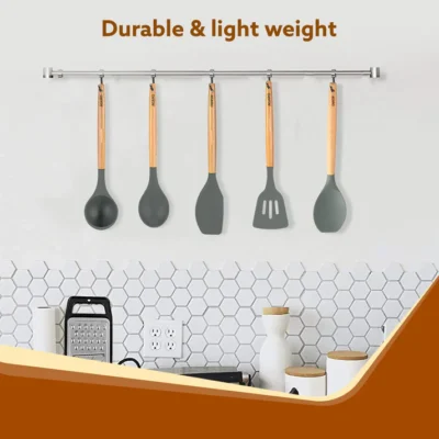 Royal Silicone Spatula Set of 5, Cooking and Mixing, for Non-Stick Cookware, BPA Free, Seamless Design, Grey - Image 5