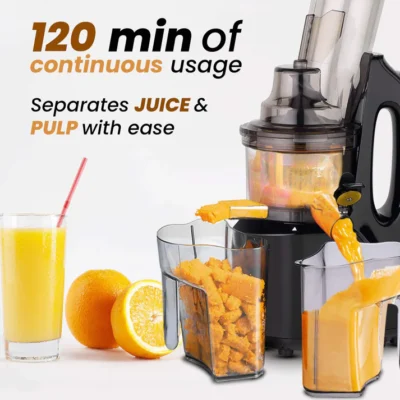 Royal Slow Juicer - Black | Best Cold press Slow juicer with 2 Jars, 3 Strainers - Image 6