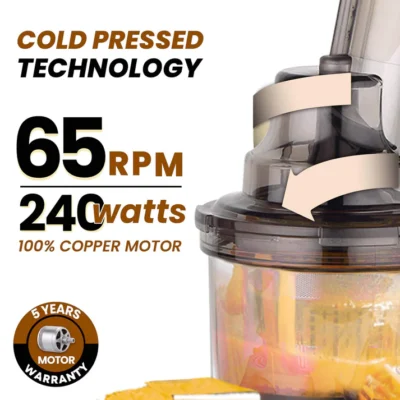 Royal Slow Juicer - Black | Best Cold press Slow juicer with 2 Jars, 3 Strainers - Image 4