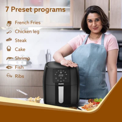 Sapphire Digital Air Fryer For Home, 4.5L, Electric Air Fryer Oven, 1400W, 7 Preset Programs, 360?ø Air Circulation, Convection Oven, Digital touch Display, Fry, Bake, Roast, Toast, Black - Image 6