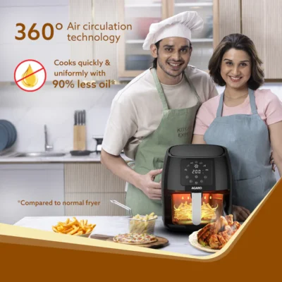 Sapphire Digital Air Fryer For Home, 4.5L, Electric Air Fryer Oven, 1400W, 7 Preset Programs, 360?ø Air Circulation, Convection Oven, Digital touch Display, Fry, Bake, Roast, Toast, Black - Image 5
