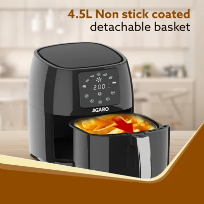 Sapphire Digital Air Fryer For Home, 4.5L, Electric Air Fryer Oven, 1400W, 7 Preset Programs, 360?ø Air Circulation, Convection Oven, Digital touch Display, Fry, Bake, Roast, Toast, Black - Image 4