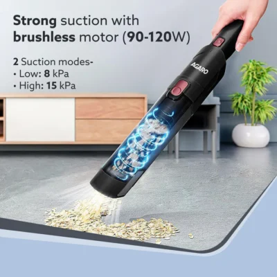 Sapphire Hand Held Vacuum Cleaner, Up to 15 kPa Powerful Suction with Fast Charging Dock, Rechargeable, Portable, Brushless Motor, Multiple Accessories, Lightweight, Home, Office & Car, Black - Image 4