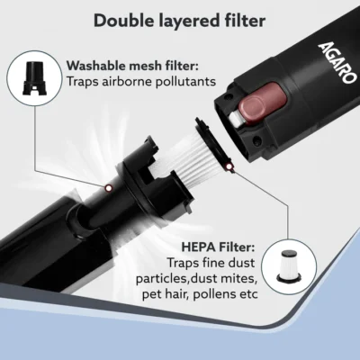 Sapphire Hand Held Vacuum Cleaner, Up to 15 kPa Powerful Suction with Fast Charging Dock, Rechargeable, Portable, Brushless Motor, Multiple Accessories, Lightweight, Home, Office & Car, Black - Image 2