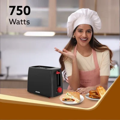 Olympia 750-Watt 2-Slice Pop-Up Toaster with 7 Toasting Settings & Removable Crumb Tray (Black) - Image 2