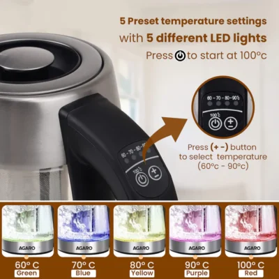 Supreme Electric Glass Kettle - 1.7L - Siver | borosilicate glass body - Image 4