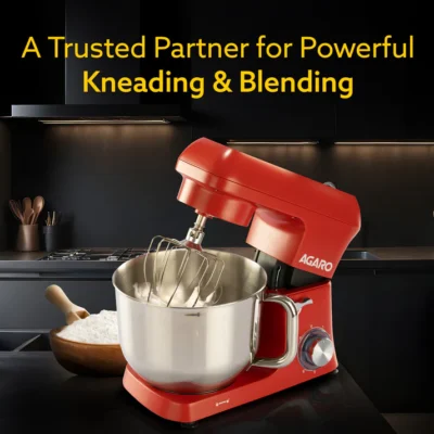 Supreme Stand Mixer 1500W with 6.2L SS Bowl, 6 Speed Setting, Pulse Function, Die Cast Aluminium Body, Pure Copper Motor, Whisking Cone, Mixing Beater & Dough Hook, Transparent Bowl Cover, Red - Image 2