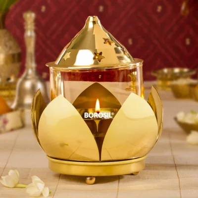 Borosil Akhand Diya, Brass
