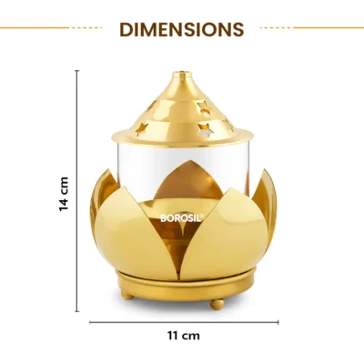 Borosil Akhand Diya, Brass - Image 4