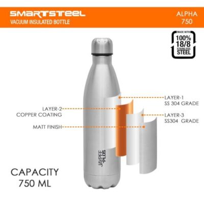 Alpha Thermosteel Insulated Flask Water Bottle Silver 750ml - Image 5
