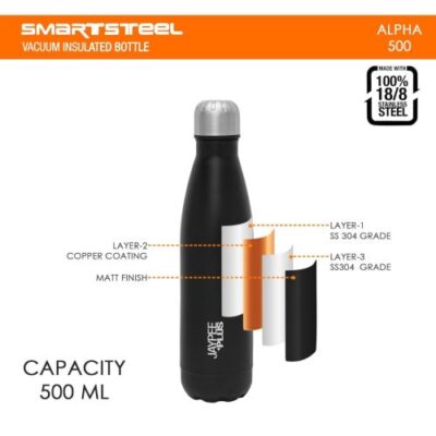 Alpha Thermosteel Insulated Flask Water Bottle Black 1000ml - Image 5