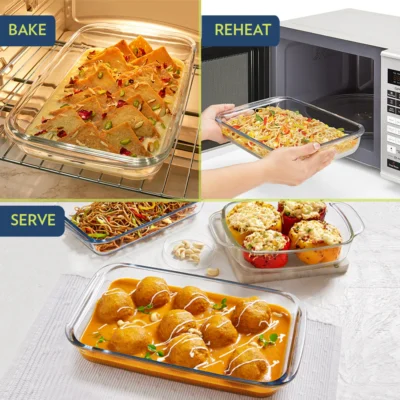 Borosil Deep Rectangular Dish (Oven, Micro, Fridge Safe) - Image 4