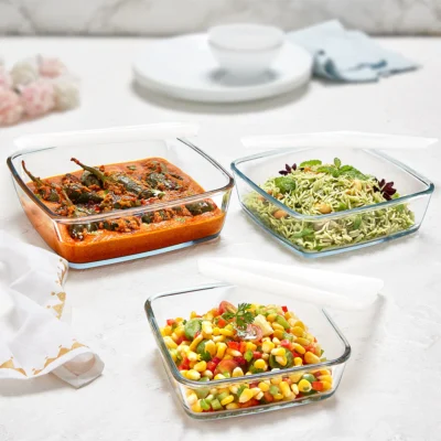 Borosil Square Dish w Lid Set