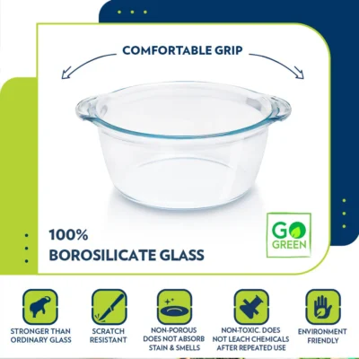 Borosil Deep Round Casserole(Oven, Micro, Fridge Safe) - Image 4