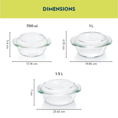 Borosil Round Casserole, Set of 3 - Image 2