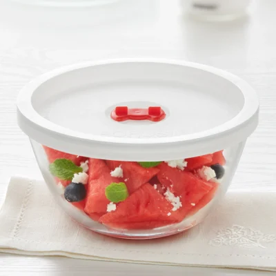 Borosil Mixing & Serving Bowl, White Lid