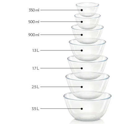 Borosil Mixing Bowl w White Lid Set of 3 - Image 2
