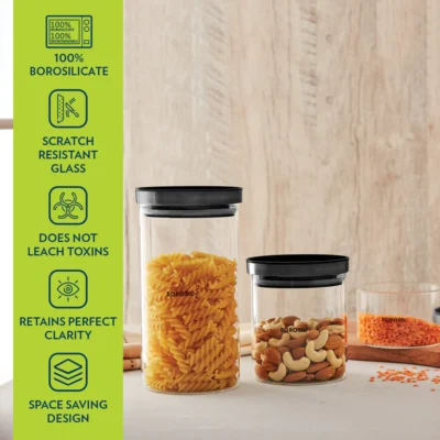 Borosil Stack n Store Jar (Black PP Lid) - Image 7