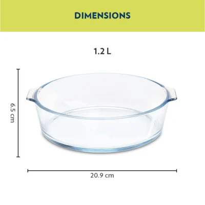 Borosil Round Cake Dish w Handle (Oven, Micro, Fridge Safe) - Image 6