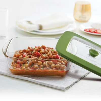 Borosil Square Dish w Green Lid Oven, Micro, Fridge Safe - Image 7