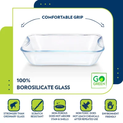 Borosil EasyGrip Rectangular Dish (Oven, Micro, Fridge Safe) - Image 4