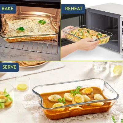 Borosil EasyGrip Rectangular Dish (Oven, Micro, Fridge Safe) - Image 2