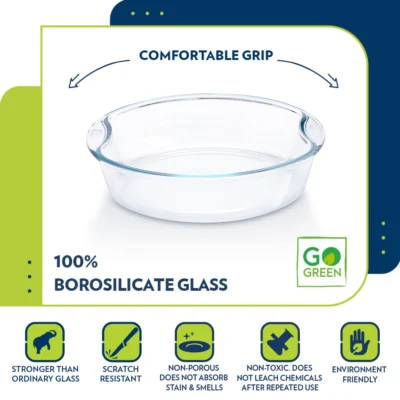 Borosil EasyGrip Round Cake Dish (Oven, Micro, Fridge Safe) - Image 4