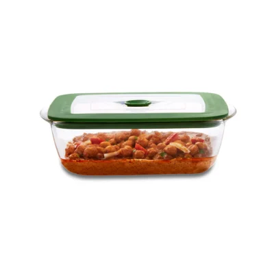 Borosil Square Dish w Green Lid Oven, Micro, Fridge Safe - Image 6