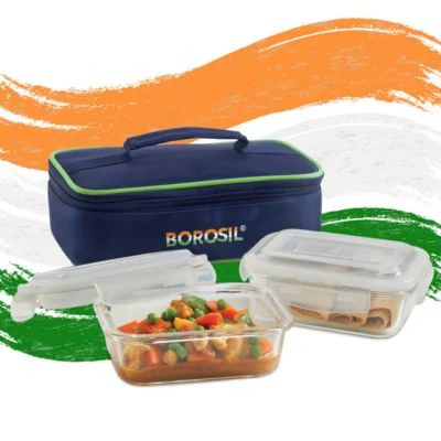 Borosil Pride Glass Lunchbox, Rectangular x 2 (Microwave Safe Containers) - Image 2
