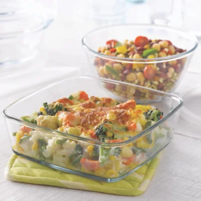 Borosil Serving Set: Bowl + Dish (Oven, Micro, Fridge Safe)