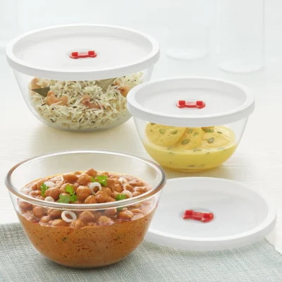 Borosil Basic Mixing Bowl w Lid Set of 3
