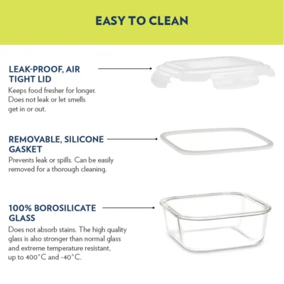 Borosil Klip n Store Square + Round Set of 2 Glass Container ( Freezer, Oven, Micro safe) - Image 6